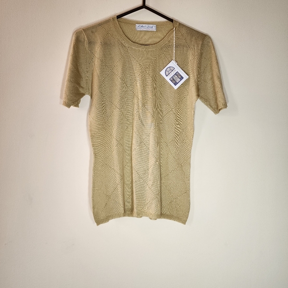 100% Cashmere RICHARD GRAND sand short sleeve sweater - Picture 6 of 10